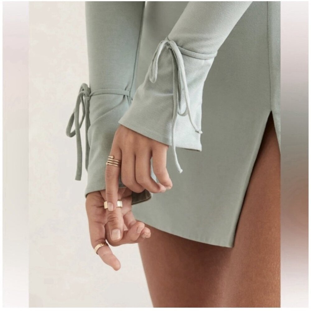 Oh Polly Amryn Long Sleeve A-Line Mini Dress Sage Size US 0 NWT - Picture 3 of 13